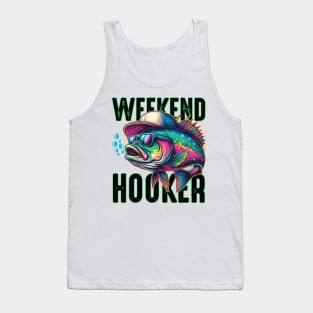 Weekend Hooker Colorful Fish Bass Fish Funny Dad Fishing Tank Top